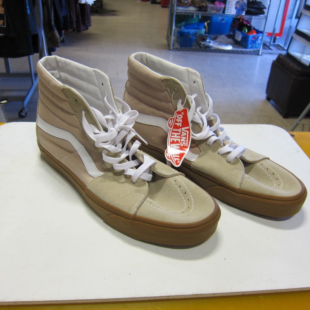 VANS SK8-Hi Men's 13 Tan/Brown/White Suede/Canvas Skate Shoe's